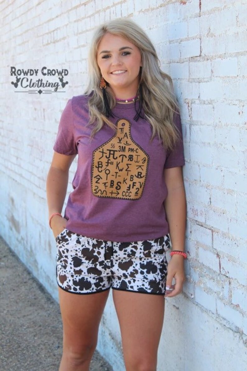 Purple Cattle Brand Ear Tag Graphic Tee 
