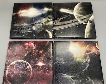 Colorful Space Scenes 4.25" Tile Coasters