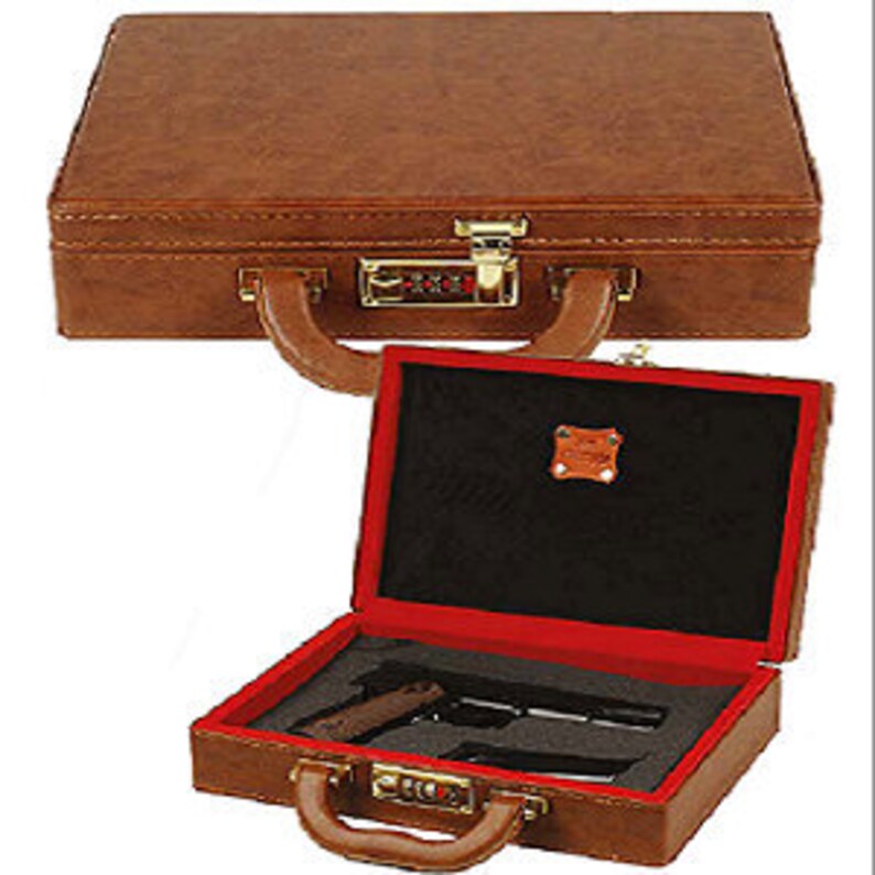 Leather covered gun bag lockable Etsy