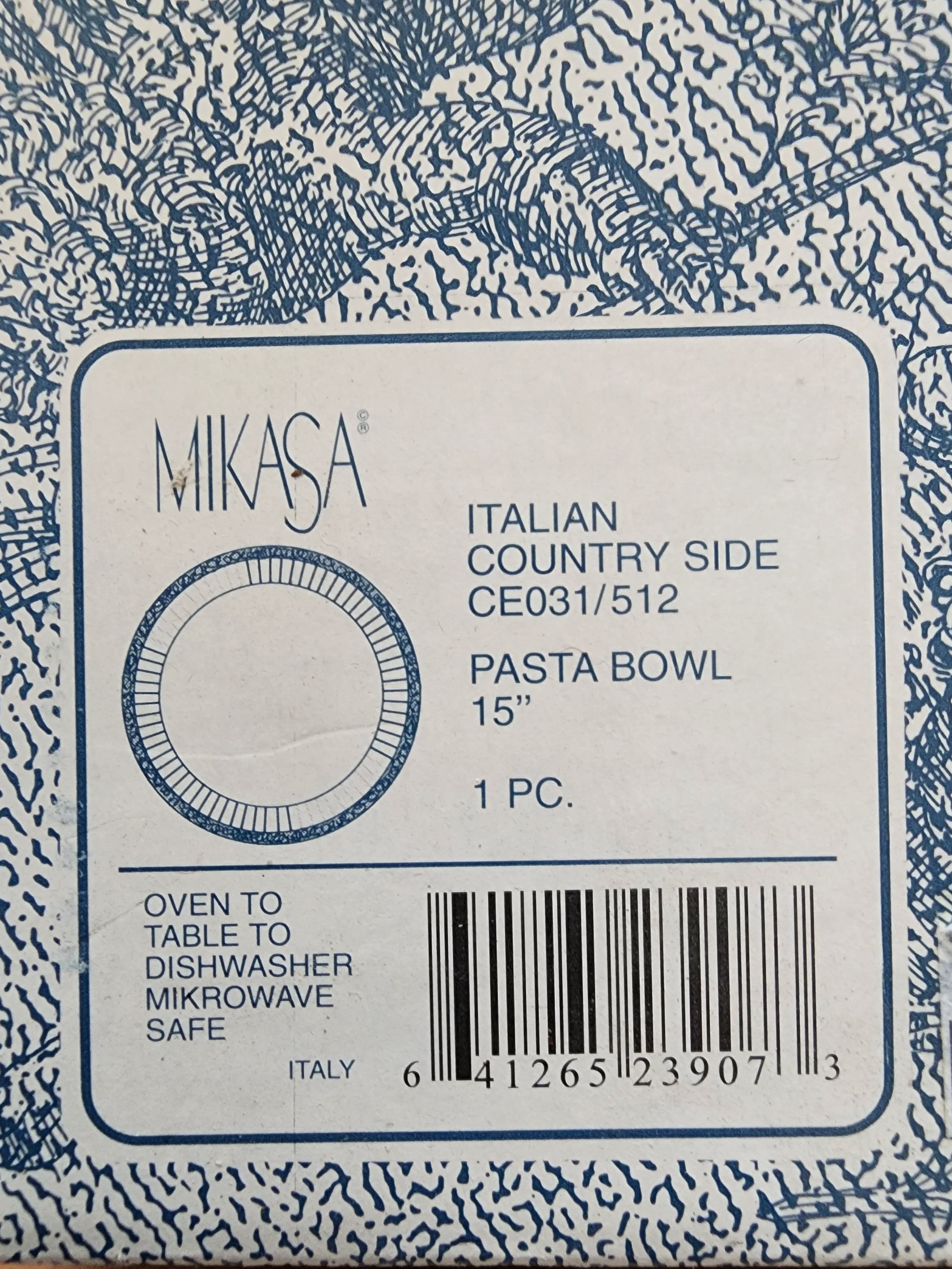 Mikasa Italian Countryside Pasta Bowl, Original Box, FREE Shipping