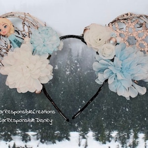 Forever Winter Frozen Inspired Queen Elsa Disney Mickey Minnie Mouse Ears Headband