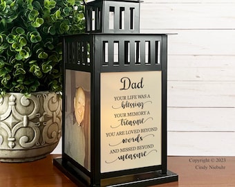 Loss of Father Sympathy Gift, Memorial Lantern, Celebration of Life, Personalized Keepsake