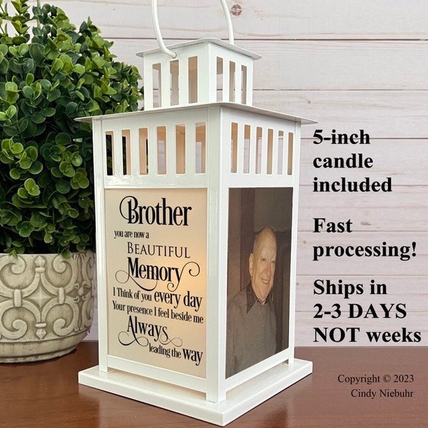 Photo Memorial Lantern, Sympathy Gift Loss of Brother, Celebration of Life, Keepsake Memorial Gift, Brother You Are Now a Beautiful Memory