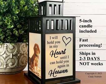 Pet Memorial Photo Lantern, Sympathy Gift for Loss of Dog or Cat, In Loving Memory Gift Loss of Pet, I Will Hold You in My Heart