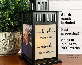 Photo Memorial Lantern, Sympathy Gift for Loss of Father, Celebration of Life, Keepsake Memorial Gift, Loved Beyond Words
