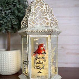 Cardinal Memorial Lantern, Personalized Sympathy Gift, Funeral Lantern, In Memory of, Loss of Loved One, Remembrance Gift image 9