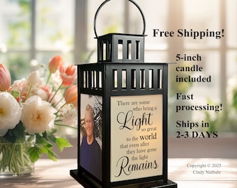 Memorial Photo Lantern, Personalized Sympathy Gift, Loss of Father, Celebration of Life, Keepsake Gift, The Light Remains