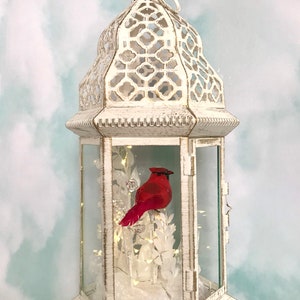 Cardinal Memorial Lantern, Personalized Sympathy Gift, Funeral Lantern, In Memory of, Loss of Loved One, Remembrance Gift image 6