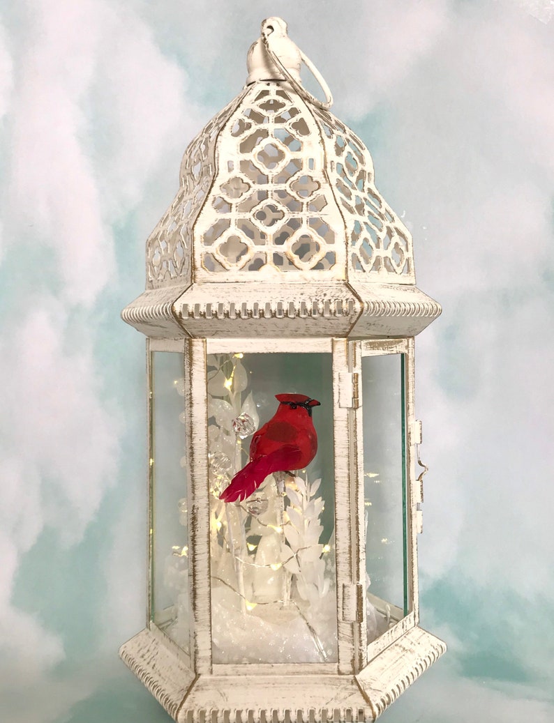 Cardinal Memorial Lantern, Personalized Sympathy Gift, Funeral Lantern, In Memory of, Loss of Loved One, Remembrance Gift image 6