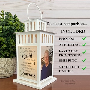 Photo Memorial Lantern, Sympathy Gift for Loss of Loved One, Celebration of Life, Keepsake Memorial Gift, The Light Remains