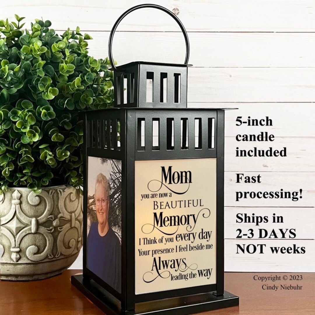 Photo Memorial Lantern for Mom, Personalized Sympathy Gift, Celebration