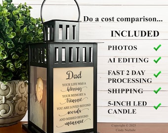 Loss of Father Sympathy Gift, Memorial Lantern, Celebration of Life, Personalized Keepsake