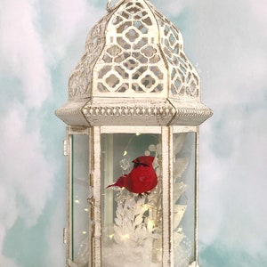 Cardinal Memorial Lantern, Personalized Sympathy Gift, Funeral Lantern, In Memory of, Loss of Loved One, Remembrance Gift image 5
