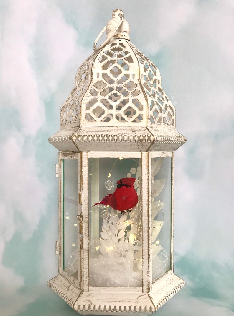 Cardinal Memorial Lantern, Personalized Sympathy Gift, Funeral Lantern, In Memory of, Loss of Loved One, Remembrance Gift image 5