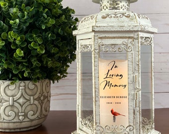 Memorial Candle Lantern, Personalized Sympathy Gift, In Memory of, Loss  of Loved One, Celebration of Life, Funeral Decor, Cardinal Image