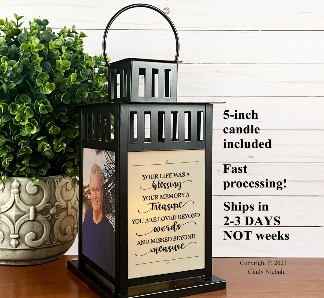 Photo Lantern Sympathy Gift for Loss of Loved One, Personalized