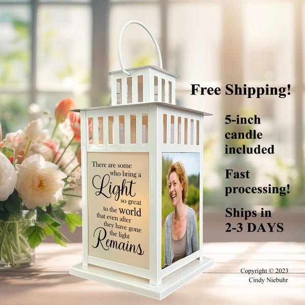 Photo Memorial Lantern, Sympathy Gift for Loss of Loved One, Celebration of Life, Keepsake Memorial Gift, The Light Remains