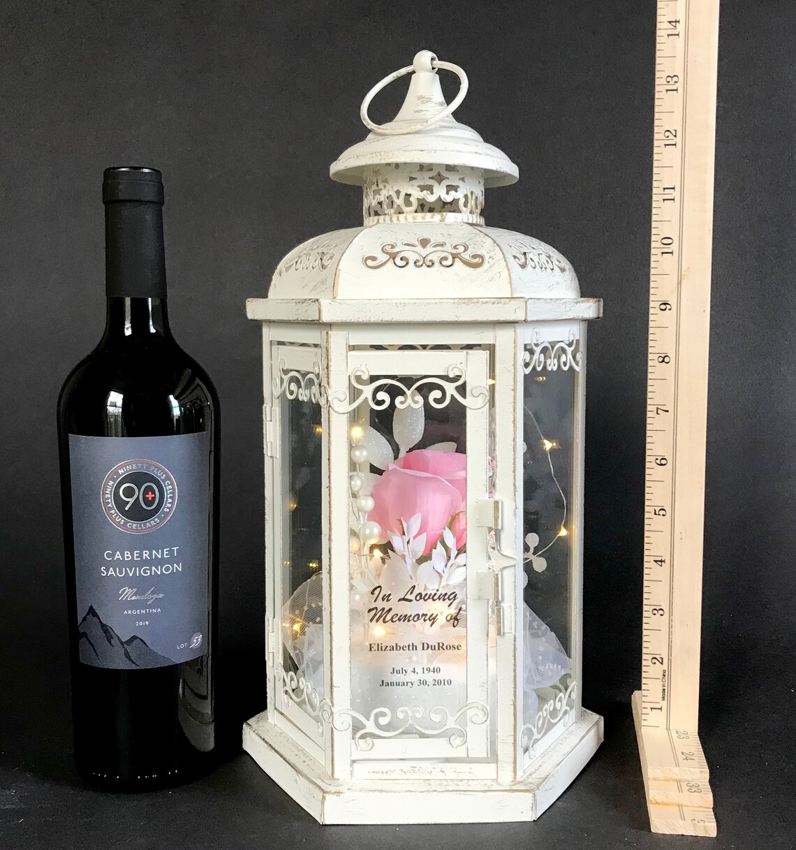 Pink Rose Memorial Lantern In Memory Of Sympathy Gift Grief Etsy