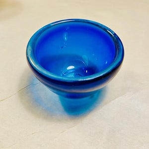 Hand Blown Glass Bowl, Small Bowl, Dark Aquamarine and Cobalt Blue Hand Blown Bowl.  Glassware, Candy Dish, Collectible Glass.