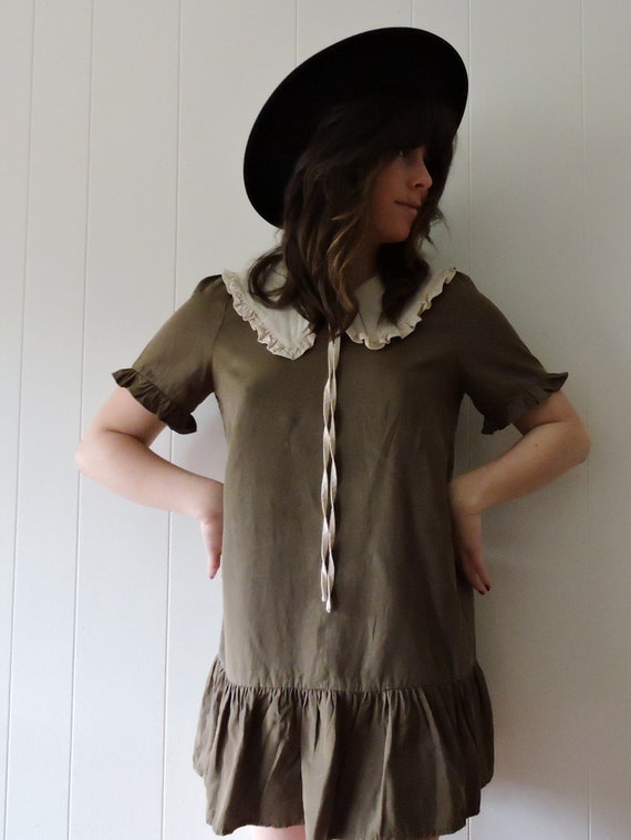 Olive and Cream Prairie smock dress