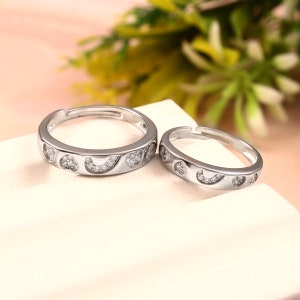 14k Gold Diamond Couple Rings: Matching Wedding Band Set