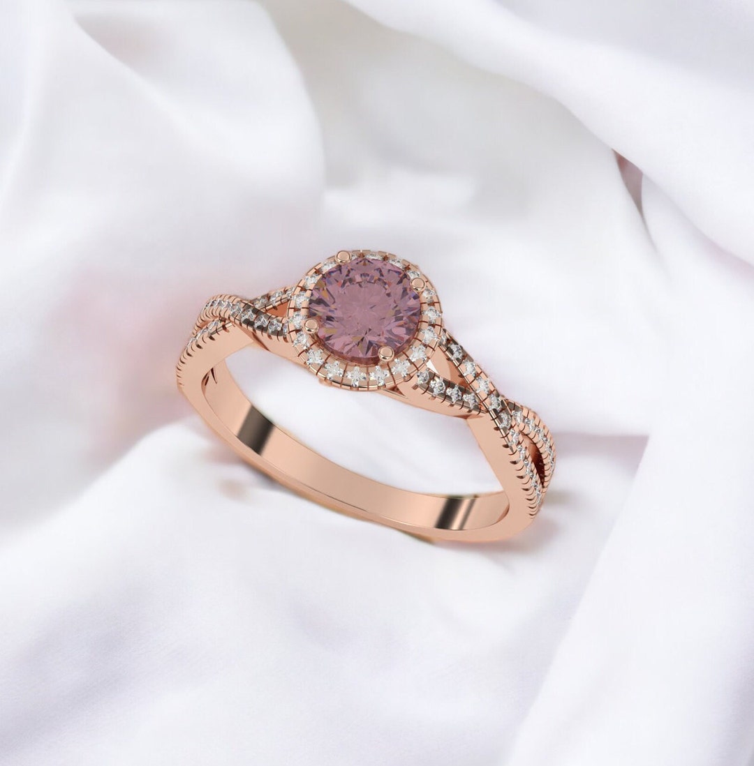 Morganite Infinity Engagement Ring Halo Diamond Wedding Ring - Etsy