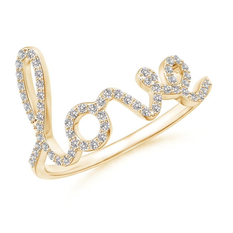 Rose Gold Love Ring Diamond Love Ring 14k Gold Love Ring Unique Love Ring Dainty Love Ring Love Diamond Ring Love letter diamond ring