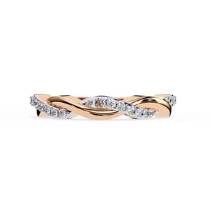 Moissanite Infinity Wedding Band: Twisted 14k Gold Anniversary Ring