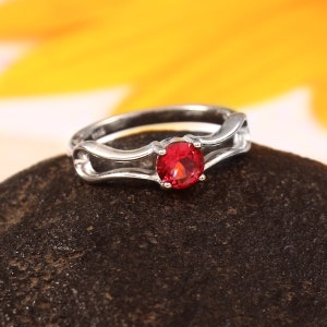 Ruby Ring For Women Minimalist Thin Wavy Band Classic Vintage Design Promise Wedding Engagement Simple Anniversary Love Theme Gift For Wife
