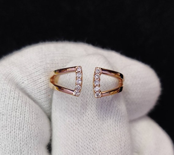 Open Diamond Ring Minimalist Stacking Ring Unique Diamond | Etsy