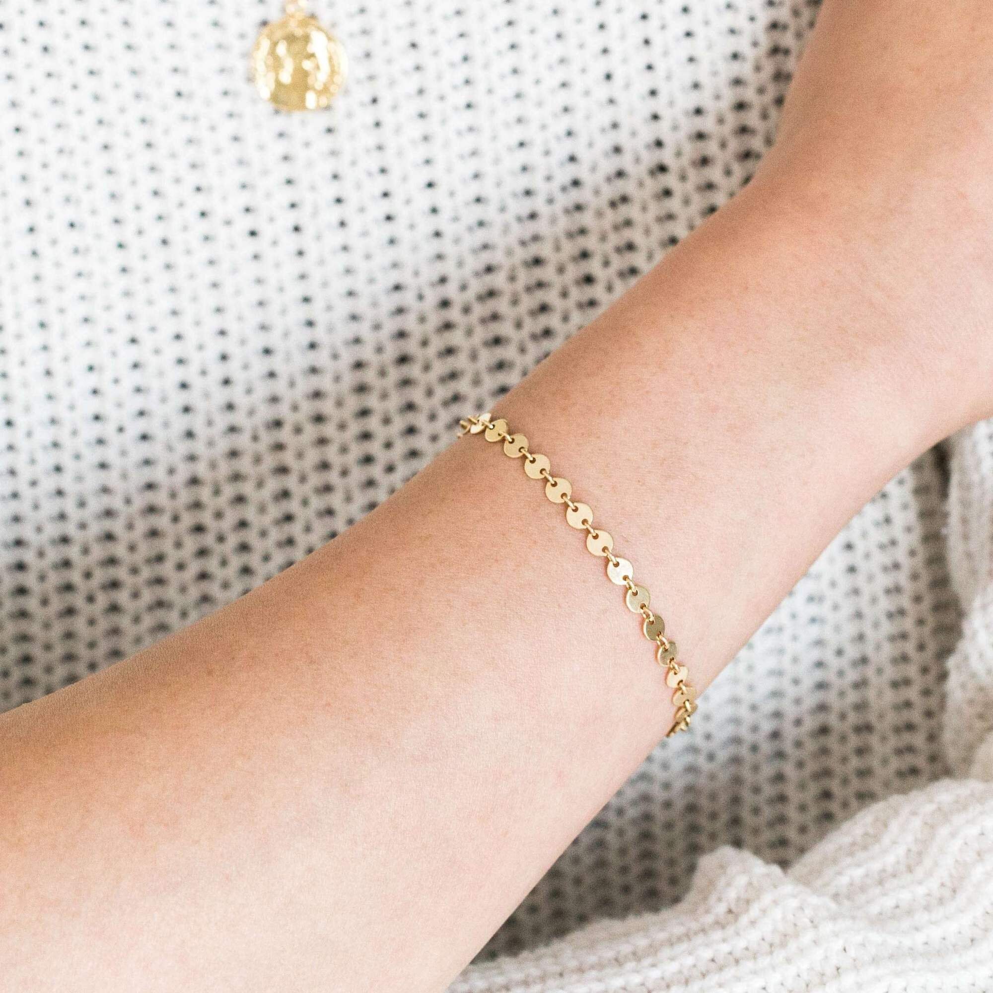 14k Solid Gold Dainty bracelets for girls women Elegant Etsy