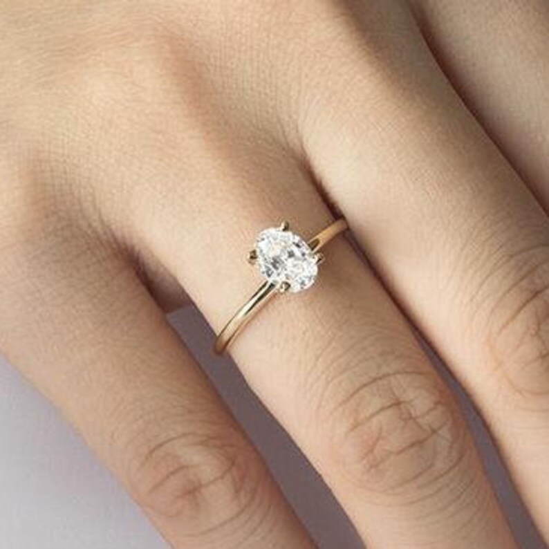 Simple Moissanite Engagement Ring 14k Gold Engagement Ring Etsy