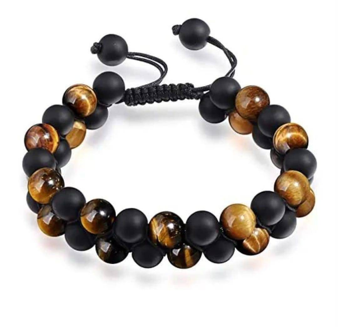 For Protection 6.5'' Anti Anxiety Handmade Beaded Protection Bracelet for Men 10mm Natural Gemstone Black Obsidian Bracelet Passion Bring Good Luck Motivation 