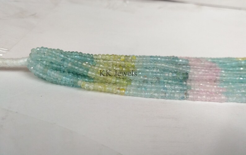 Natural Micro Multi Aquamarine Beads 3-3.5MM 13 Inches Strands AAA Quality Multi Aquamarine Faceted Rondelle Beads Tiny Aquamarine Beads
