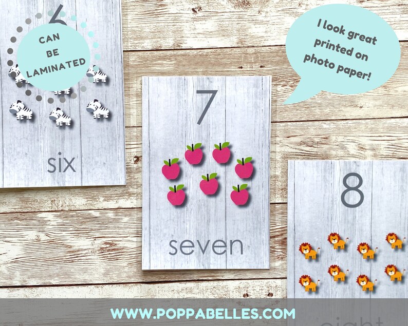 Printable Pretty 123 Number Flashcards for Children by | Etsy