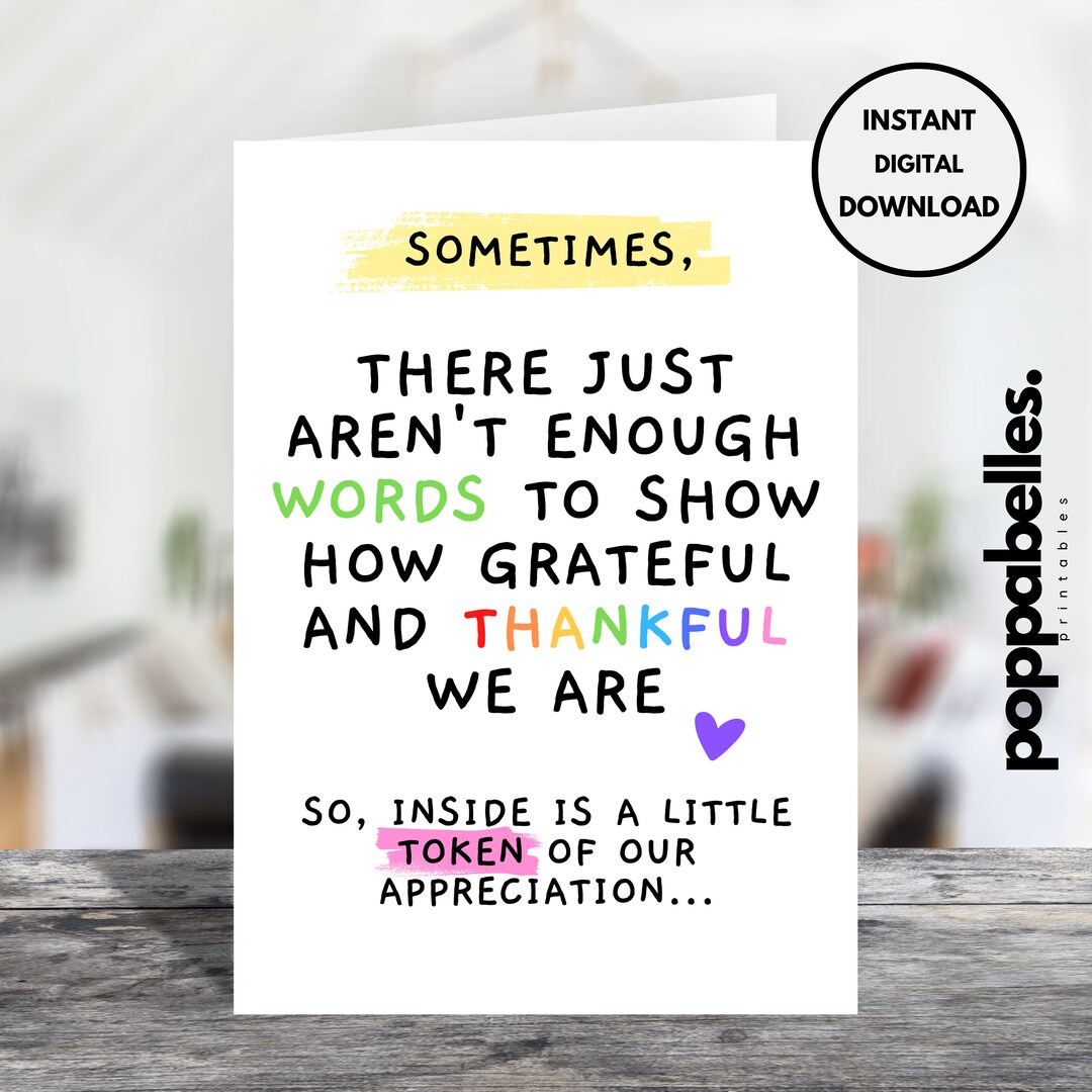 Printable Thank You Card Money Wallet Appreciation Card NHS Etsy