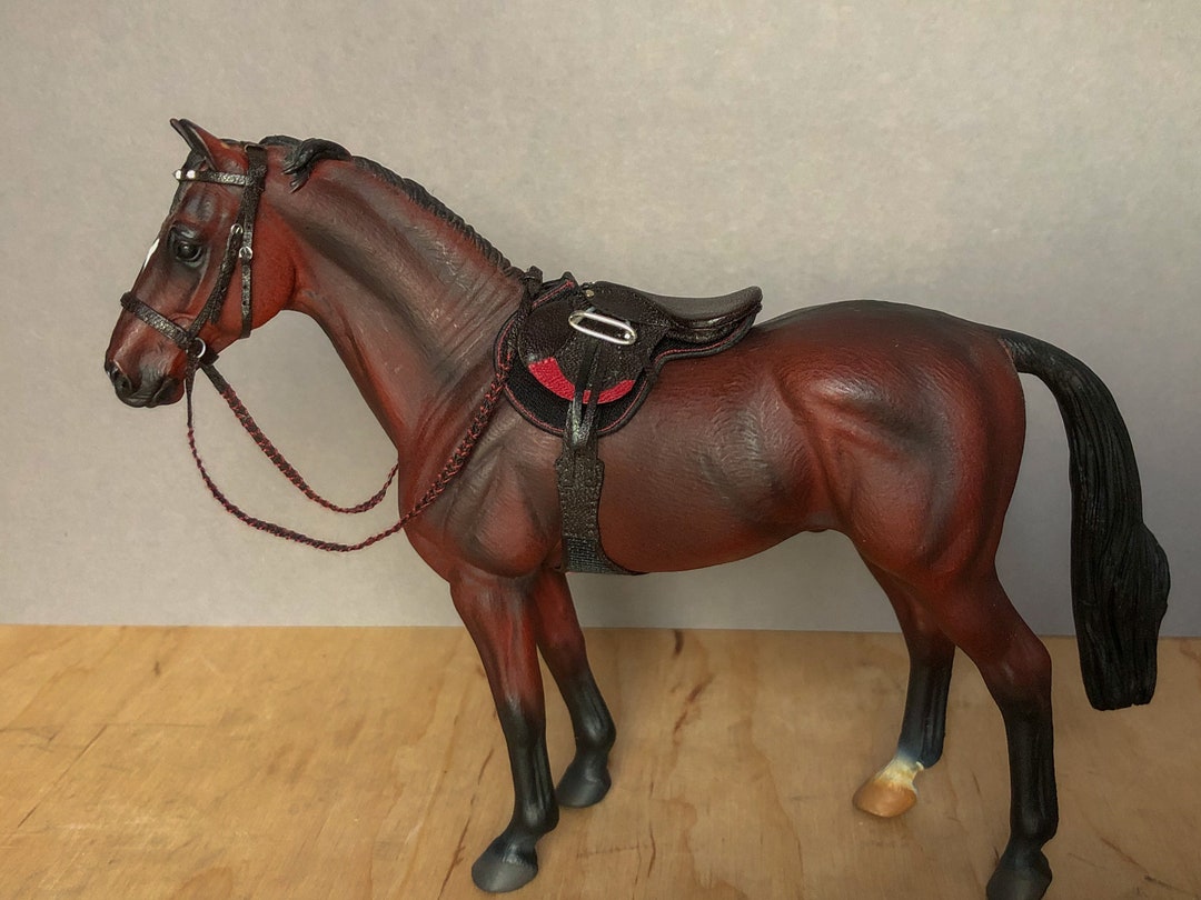 Collecta 120 Scaled Dark Brown&magenta Bitless Showjumping Tack Set