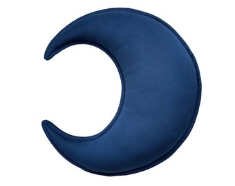 Navy Blue Velvet Crescent Moon Shaped Cushion Celestial Elegance Throw Pillow Nursery Home Decor Children’s Room Decorative Eid Mubarak Gift