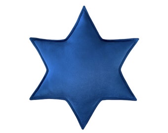 Navy Blue 6-arm Velvet Star of David Shaped Cushion, Hanukkah Home Decor, Star Pillow, Jewish Holidays Happy Chanukah Festival of Lights