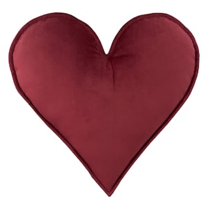Burgundy Velvet Heart Pillow: Valentines Day Decor