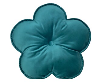 Teal Blue Velvet Flower Shaped Cushion Flower Shaped Pillow Decorative Cushion Throw Pillow Nursery Decor Toddler Room Decoration Etsy