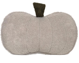 Light Grey Boucle Pumpkin Pillow: Autumn Halloween Decor