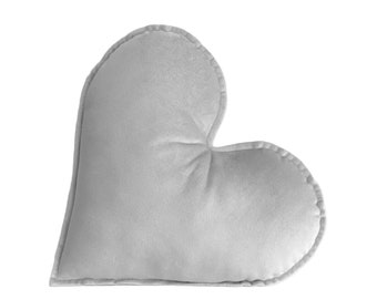 Silver Grey Velvet Heart Pillow, Nursery Decoration