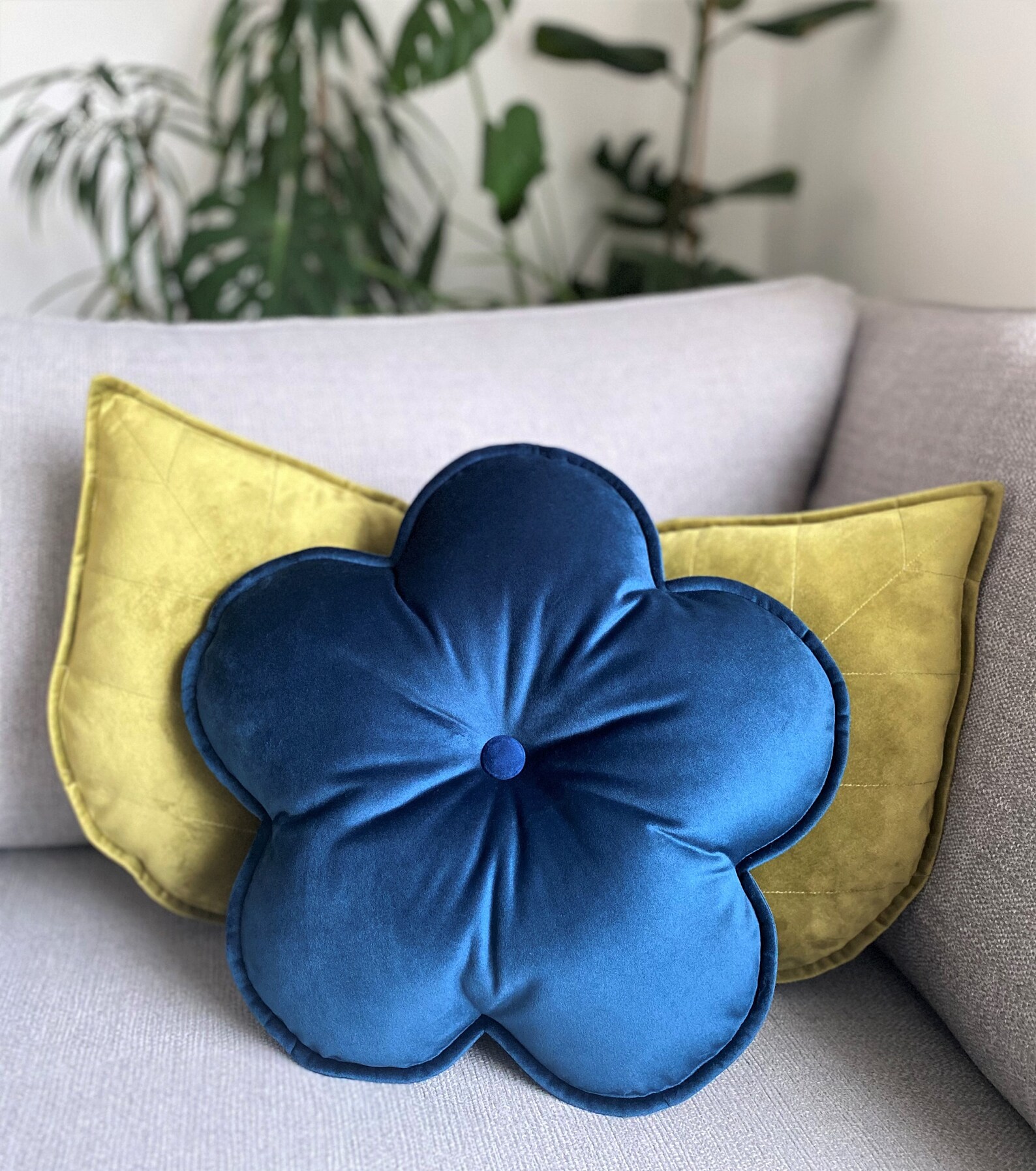 Velvet Flower Shaped Cushion Flower Shaped Pillow Decorative Etsy