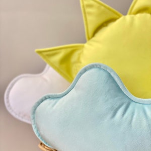 Yellow Velvet Sun Pillow, Sunshine, Sunflower Cushion, Weather Style Decorative Cushion, Nursery Throw Pillow, Nursery Decor Gift Idea image 5