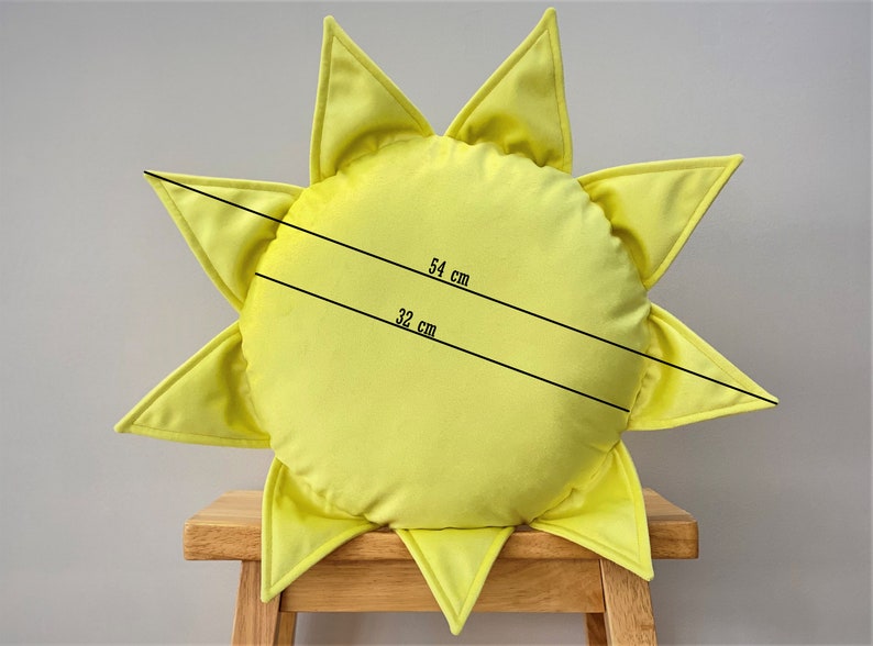 Yellow Velvet Sun Pillow, Sunshine, Sunflower Cushion, Weather Style Decorative Cushion, Nursery Throw Pillow, Nursery Decor Gift Idea image 6
