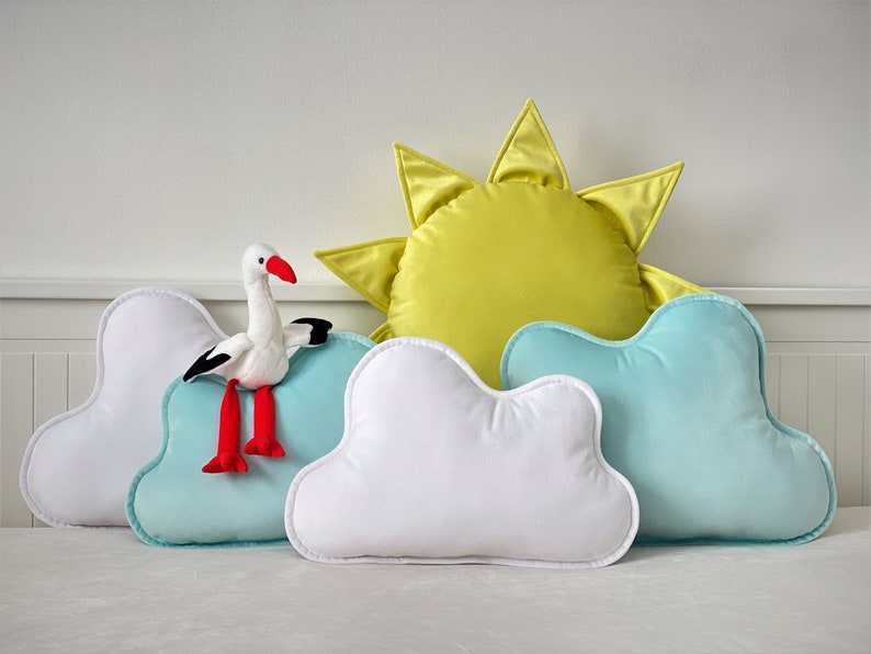 Yellow Velvet Sun Pillow, Sunshine, Sunflower Cushion, Weather Style Decorative Cushion, Nursery Throw Pillow, Nursery Decor Gift Idea image 2