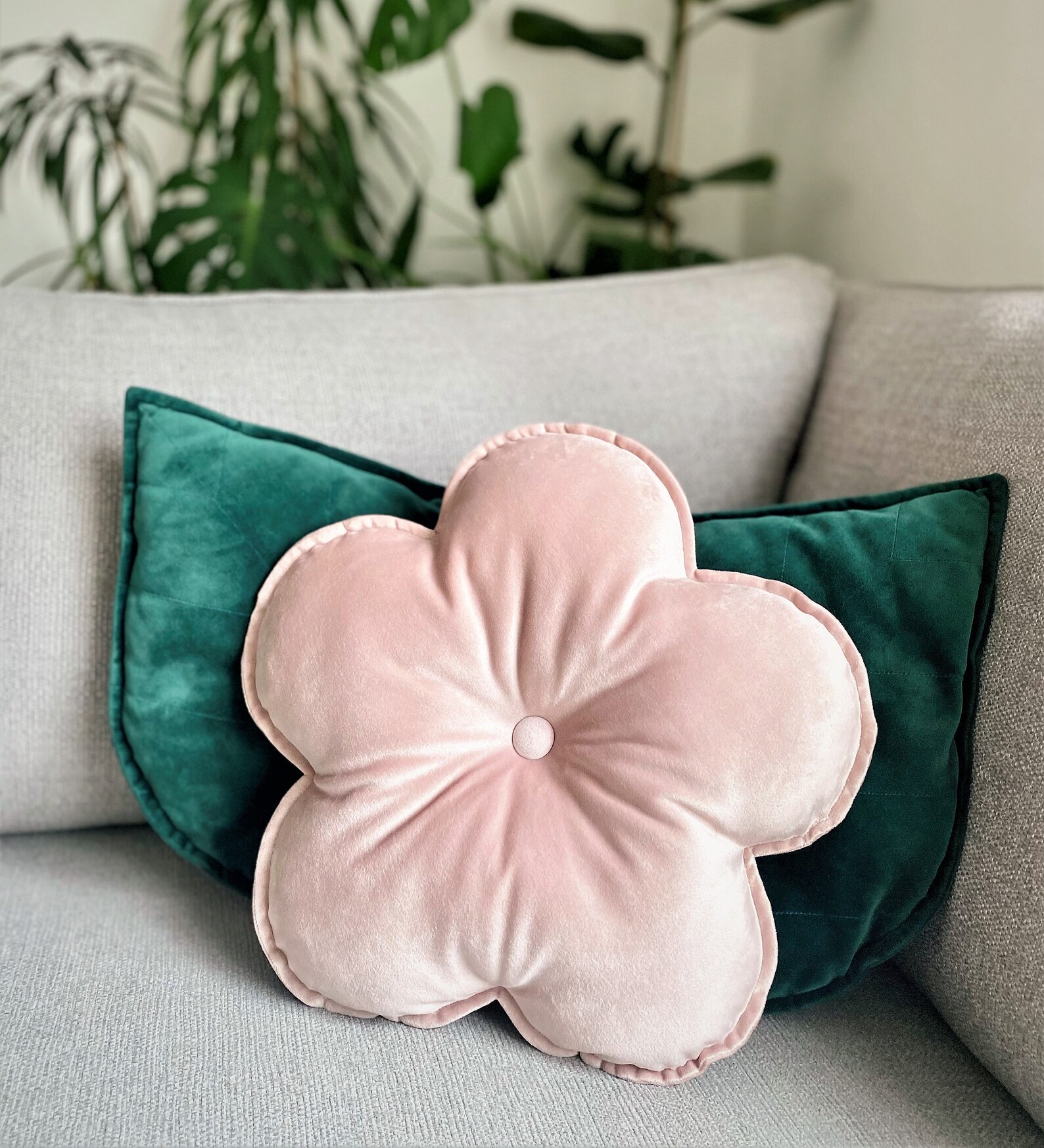 Velvet Flower Shaped Cushion Flower Shaped Pillow Decorative Etsy