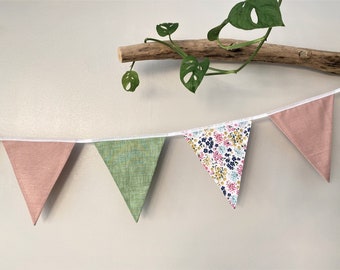 Floral Fabric Bunting: Pink & Green Party Garland