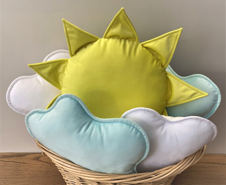 Yellow Velvet Sun Pillow, Sunshine, Sunflower Cushion, Weather Style Decorative Cushion, Nursery Throw Pillow, Nursery Decor Gift Idea image 4